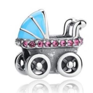 Pink and Blue Baby Carriage Charm